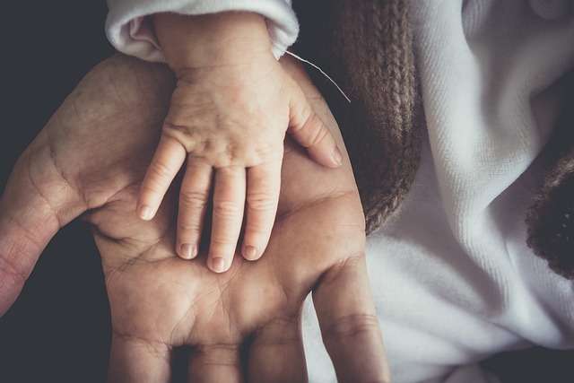 Une main d'enfant dans celle de son parent